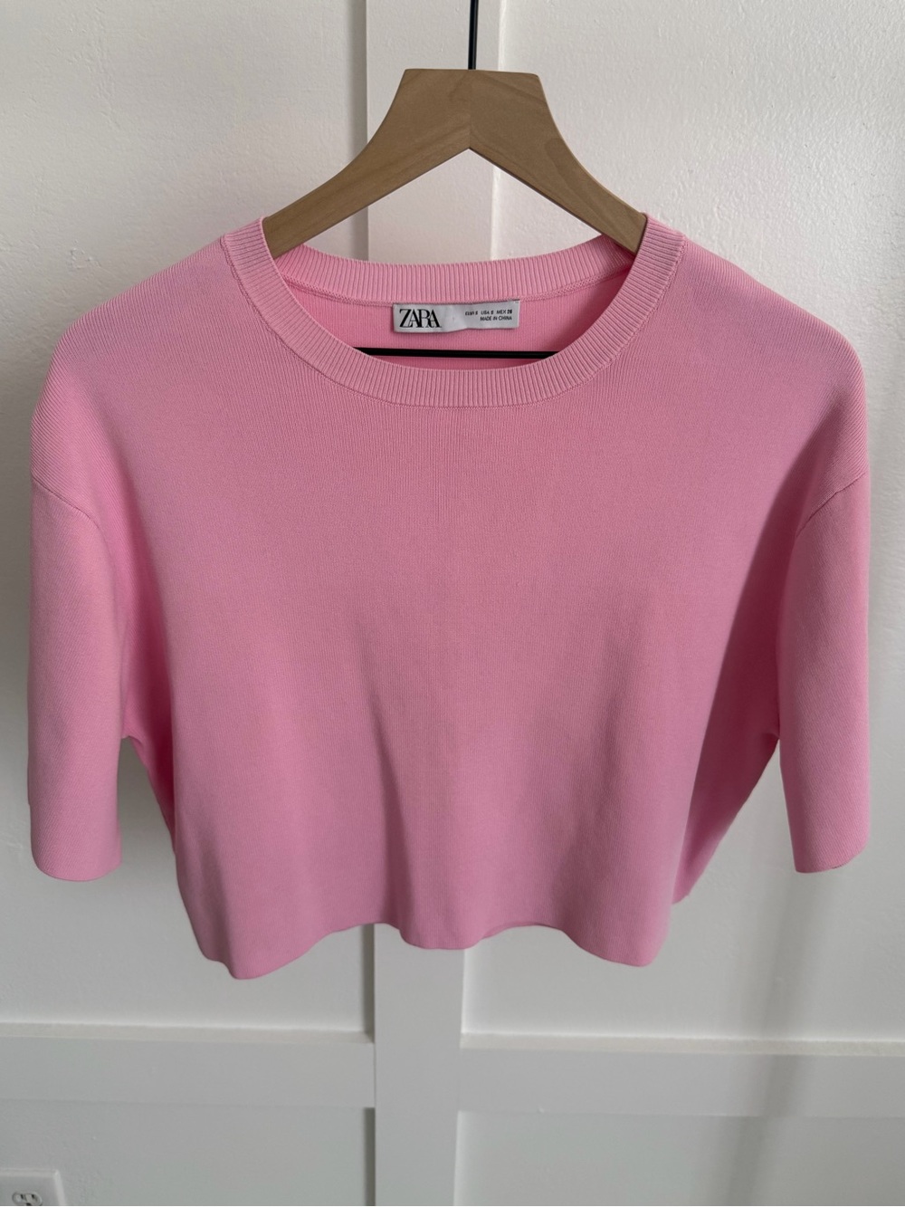 Zara Pink Knit Short Sleeve Top